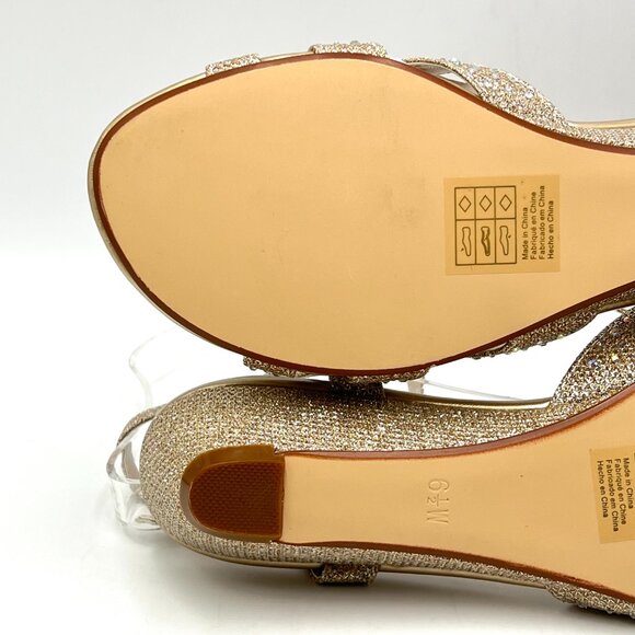 6.5W 6.5 WIDE WIDTH‎ Touch Ups Lena Champagne Gold Low Wedge Dress Sandals Shoes - Picture 10 of 15